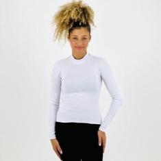 Blusa Malwee Básica Canelada Gola Alta Manga Longa Feminina-Feminino