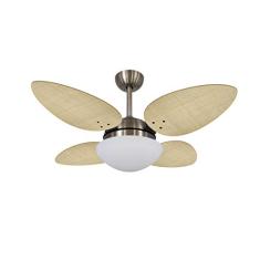 Ventilador De Teto Bronze 4 Pás Volare Petalo Palmae Natural Vidro Fechado 220v Volare Volare 220v Bronze