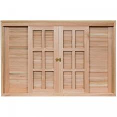 Janela de Madeira Veneziana de Correr 120x200cm Com Caixilho 14cm  EWK 372 Rondosul Marroml