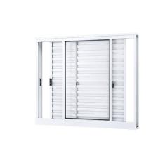 Janela de Alumínio Veneziana de  Correr Lateral 3 Folhas Móveis 100x120cm Riobras Branco