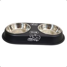 Comedouro Duplo Gato Cachorro Tigela Inox Antiderrapante Peq