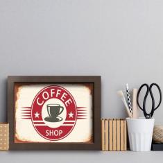 Quadro Vintage Café Coffee Shop 22x32cm Moldura Marrom - Quartinhos