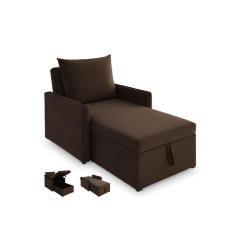 Sofá 3 em 1 Chaise, Cama e Baú Neve Estofama