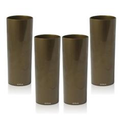Kit 4 Copos Tubo Dourado 300Ml Acrílico - Krystalon