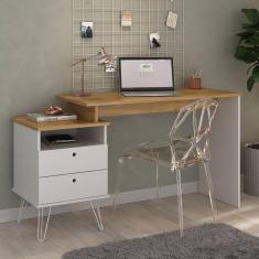 Escrivaninha Plus Home Office 2 Gavetas Olmo-branco