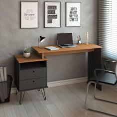 Escrivaninha Plus Home Office 2 Gavetas Freijó-preto