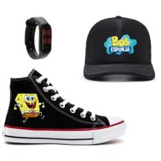 Kit Bob Esponja Tênis Lançamento Infantil + Relógio E Boné - Vinis Sto