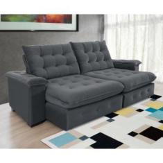 Sofá Coliseu 2.30m Retrátil E Reclinável Super Pillow - Chumbo
