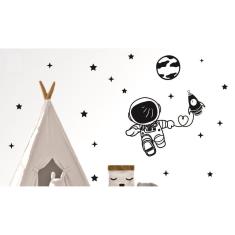 Adesivo De Parede Infantil Astronauta Galaxia Foguete