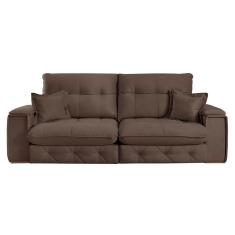 Sofá Retrátil Reclinável Com Porta Copos 290cm Istambul Yescasa Marrom Escuro