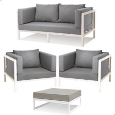 Jogo De Sofá Bogarim Completo Cinza