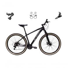 Bicicleta Aro 29 Ksw Xlt 24v K7 Câmbios Shimano Freio Hidráulico Garfo Trava Pneu Faixa - Preto/prata Tam.21
