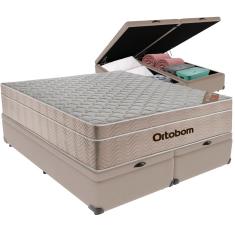 Cama Box Baú E Colchão Airtech Springpocket Molas Ensacadas Queen Ortobom Queen Bege