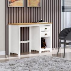 Escrivaninha 110cm Madeira Maciça 2 Gavetas Topazio Branco Freijó