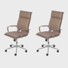Kit 2 Cadeiras Escritorio Presidente Design Italiano com Relax Corino 3304