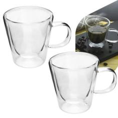 Xicara parede dupla de vidro café 100ml 2 Peças - Wincy