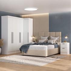 Guarda-Roupa Modulado 5 Portas 8 Gavetas 5 Peças Viena Espresso Móveis Branco