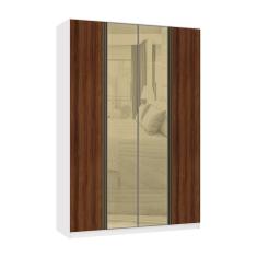 Guarda Roupa Modulado Prime 4 Portas de Bater 3 Gavetas MDP Branco F.F. com Nogueira Dourado Luciane Móveis