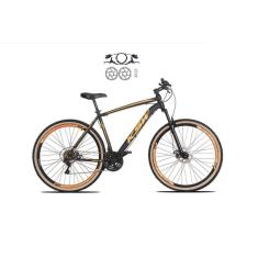  Bicicleta Aro 29 Ksw Xlt 24v Freios a Disco Hidráulicos Garfo Suspensão Pneu com Faixa Bege - Preto\Laranja