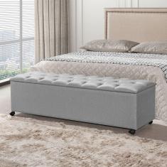 Recamier Baú com Rodízios Cancun 1,83m Linho Cinza