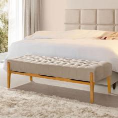 Recamier Base em Madeira Puerto 1,50m Capitonê Veludo Bege