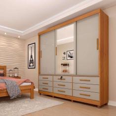 guarda-roupa casal com espelho e pés chicago 3 pt 9 gv cinamomo e off white