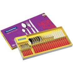 Faqueiro 24 Peças Tramontina New Kolor em Aço Inox - Vermelho