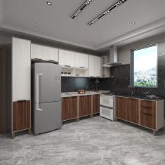 Cozinha Modulada Completa 8 Peças com Tampos e sem Pia Stylo Luciane Móveis