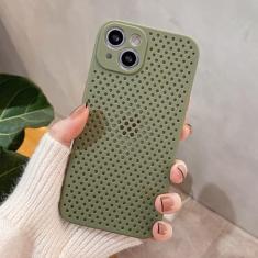 Capa de telefone com resfriamento respirável e dissipação de calor para iPhone 13 12 11 Pro XS Max XR Mini 7 8 Plus SE2020 Capa de TPU macia em cor doce, verde, para Iphone11Pro Max