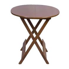Mesa 70x70 Dobrável Redonda em Madeira Padrão - Imbuia