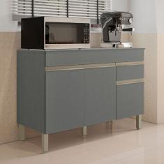 Balcão de Cozinha 120 Cm Line 3 Portas 1 Gaveta Gris - Kits Paraná