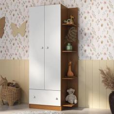 Guarda-Roupas Infantil 2 Portas e 1 Gaveta Doce de Leite Multimóveis M