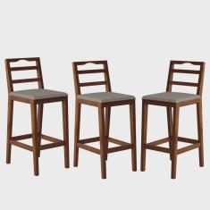 Conjunto com 3 Banquetas Madeira Maciça Denver