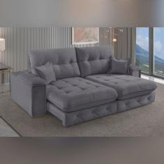 Sofá Retrátil Reclinável 190cm Istambul Yescasa Cinza