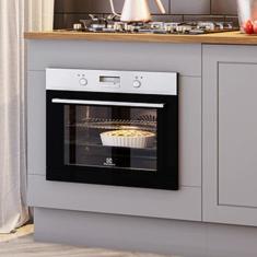 Balcão de Cozinha Para Forno de Embutir com Tampo Emily Cinza/Marrom