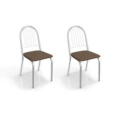 Cadeira Sala de Jantar Noruega 2C077CR Aço Kit 2 Un Cromado/ano Marrom - Kappesberg