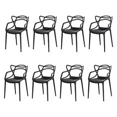 Kit 8 Cadeiras Allegra Preta Sala Cozinha Jantar