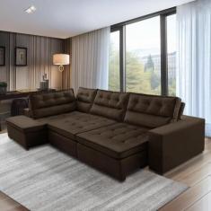 Sofá de Canto Retrátil e Reclinável com Molas 3,40x2,00 Esq Virginia S