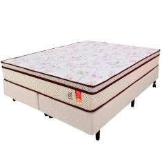 Cama Box Queen Colchão Molas Ensacadas + Box Microfibra Bege BF 158x19