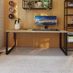 Escrivaninha Mesa Escritório Yon Presidente 190x70x75 190cm Industrial