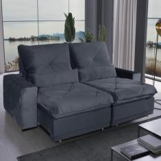 Sofá 5 Lugares 2,90m Retrátil e Reclinável Átila Bom Pastor, Chumbo Ve
