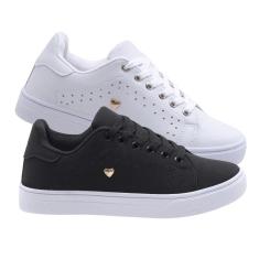 Tênis Casual Feminino Cano Curto Conforto Cadarço Kit 2-Feminino