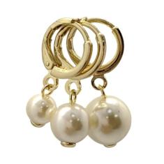 Brinco Folheado A Ouro Argola Trio Pérolas Degrade