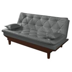 Sofa Cama Caribe 3 Lugares Reclinavel Base Em Madeira Revestido Couro Sintetico