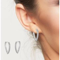 Brinco Argola Coração Médio Prata 925