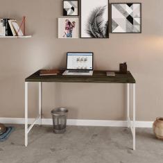 Escrivaninha Estilo Industrial 120cm Active Yescasa Carvalho Dark / Est.Branca