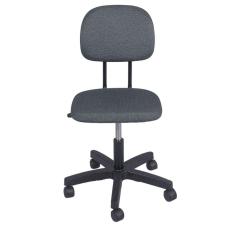 Cadeira secretaria com regulagem de altura L duplo  base com rodízio  tecido cinza/preto