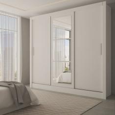 Guarda-Roupa Casal Sophia Slim 3 Portas com Espelho Branco - Panorama Móveis