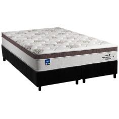 Cama Box King: Colchão Molas Plumatex MasterPocket Ensacadas Personalle + Base CRC Suede Black(193x203)