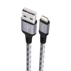 Geonav Cabo iPhone, iPad, iPod Lightning conector original Mfi Apple, nylon trançado, 1.5MT, LIGHT10, Titanium